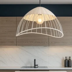Lampadari Cucina-Selezionato da Mazzolaluce Lampadario per cucina moderna a cupola 48 cm in rattan
