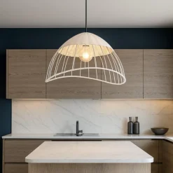 Lampadari Cucina-Selezionato da Mazzolaluce Lampadario per cucina moderna a cupola 48 cm in rattan