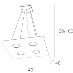Lampadari Cucina-Top Light Lampadario per cucina moderna grigio quadrato toplight area