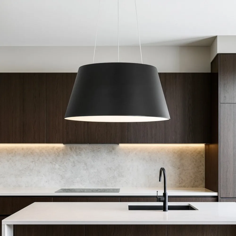 Lampadari Cucina-Selezionato da Mazzolaluce Lampadario per cucina moderna nero led cono rovesciato