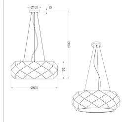 Lampadari Cucina-Selezionato da Mazzolaluce Lampadario per cucina moderna nero design rombi