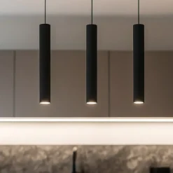 Lampadari Cucina-Selezionato da Mazzolaluce Lampadario per cucina nera 3 luci cilindri