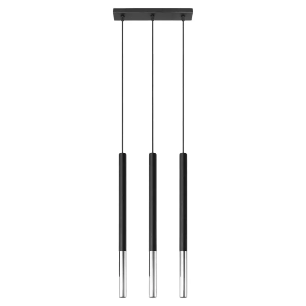 Lampadari Cucina-Selezionato da Mazzolaluce Lampadario per cucina nero cromo 3 cilindri