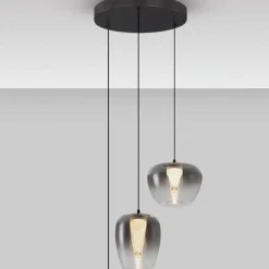 Lampadari Cucina-Selezionato da Mazzolaluce Lampadario per cucina nero led 3000k con 3 vetri design