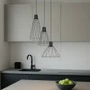 Lampadari Cucina-Selezionato da Mazzolaluce Lampadario per cucina nero tre elementi diffusori a gabbia