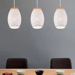 Lampadari Cucina-Selezionato da Mazzolaluce Lampadario per cucina paralume bianco traforato