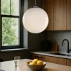 Lampadari Cucina-Selezionato da Mazzolaluce Lampadario per cucina sfera 40cm vetro bianco lucido