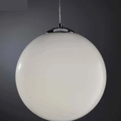 Lampadari Cucina-Selezionato da Mazzolaluce Lampadario per cucina sfera 40cm vetro bianco lucido