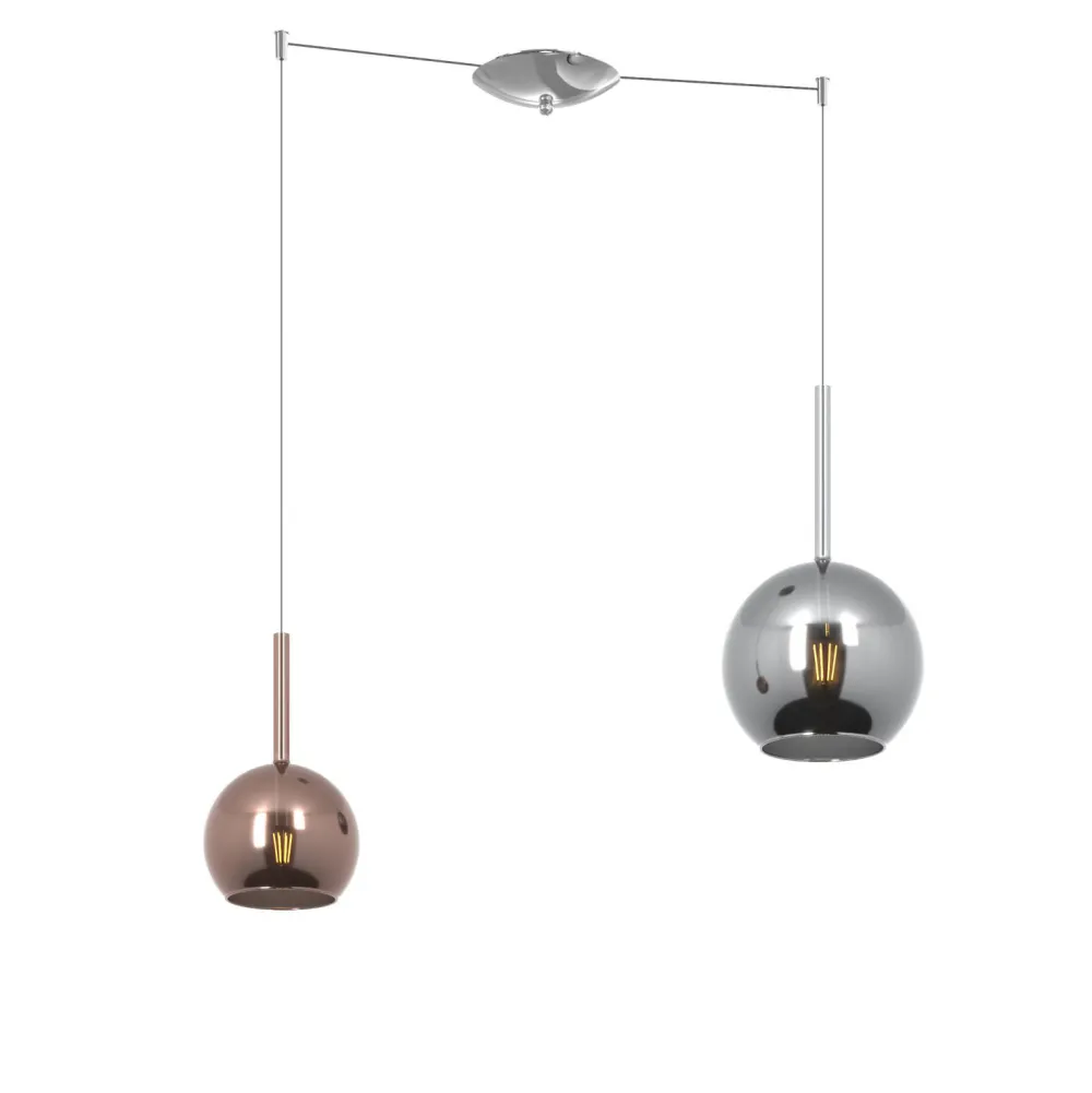 Lampadari Cucina-Top Light Lampadario per cucina sfere vetro rame cromo