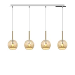Lampadari Cucina-Top Light Lampadario per cucina vetri ambra 4 luci