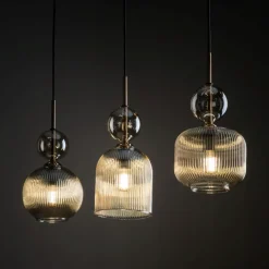 Lampadari Cucina-Selezionato da Mazzolaluce lampadario per cucina 3 vetri ambra pendenti