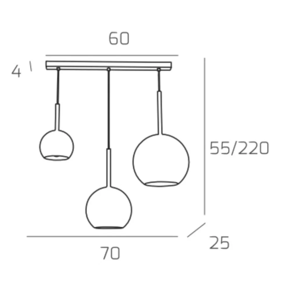 Lampadari Cucina-Top Light Lampadario per cucina 3 vetri ambra