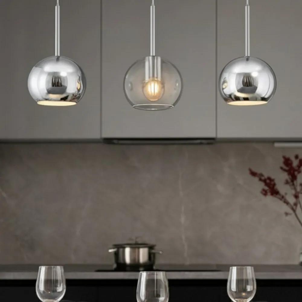 Lampadari Cucina-Top Light Lampadario per cucina vetri cromo trasparente