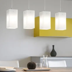 Lampadari Cucina-Top Light Lampadario per cucina vetri quadrati bianchi
