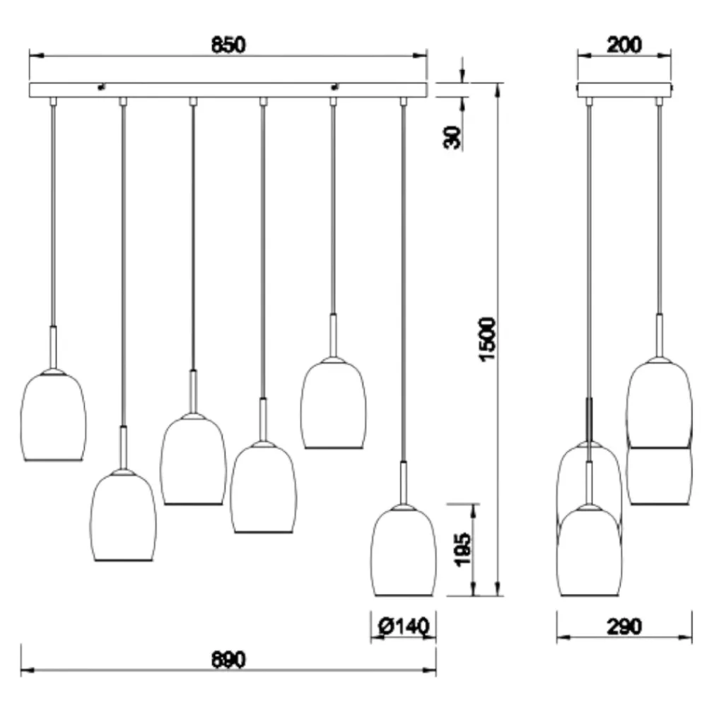 Lampadari Cucina-Selezionato da Mazzolaluce Lampadario per cucine moderne in vetro fume'