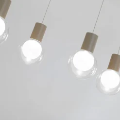 Lampadari Moderni-Vivida International Lampadario per datavolo da pranzo champagne 7 sopensione vetro led 3000k