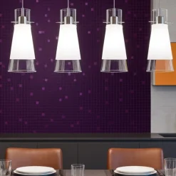 Lampadari Cucina-Top Light Lampadario per isola moderna 4 vetri cono