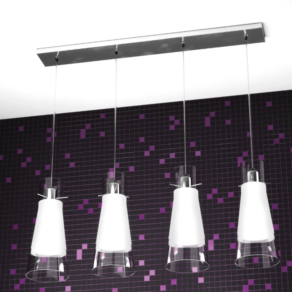Lampadari Cucina-Top Light Lampadario per isola moderna 4 vetri cono