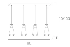 Lampadari Cucina-Top Light Lampadario per isola moderna 4 vetri cono