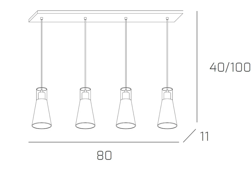 Lampadari Cucina-Top Light Lampadario per isola moderna 4 vetri cono
