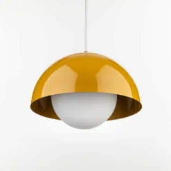 Lampadari Cucina-Selezionato da Mazzolaluce Lampadario per isola penisola cucina ocra a cupola 27 cm