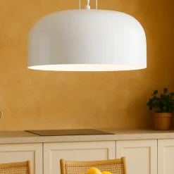 Lampadari Cucina-Perenz Illuminazione Lampadario per sala da pranzo cupola di vetro 50cm bianca perenz glossy