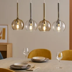 Lampadari Moderni-Top Light Lampadario per sala da pranzo vetri ambra trasparenti