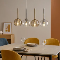 Lampadari Moderni-Top Light Lampadario per sala da pranzo vetri ambra trasparenti