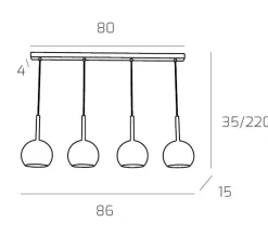 Lampadari Moderni-Top Light Lampadario per sala da pranzo vetri ambra trasparenti