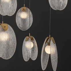Lampadari Moderni-Selezionato da Mazzolaluce Lampadario per salone stile contemporaneo conchiglie di vetro