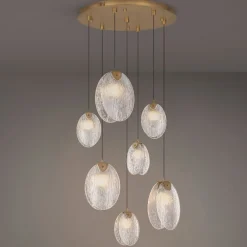 Lampadari Moderni-Selezionato da Mazzolaluce Lampadario per salone stile contemporaneo conchiglie di vetro