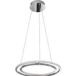 Lampadari Moderni-Selezionato da Mazzolaluce Lampadario per salotto contemporaneo anelli cromo e cristalli led 3000k