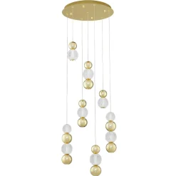 Lampadari Moderni-Selezionato da Mazzolaluce Lampadario per salotto contemporaneo sfere pendenti oro