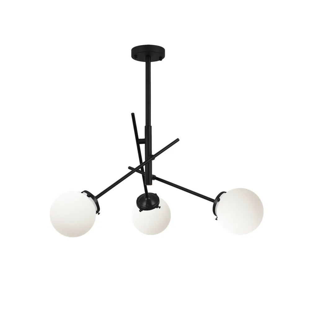 Lampadari Moderni-Selezionato da Mazzolaluce Lampadario per salotto moderno nero sfere vetro bianco