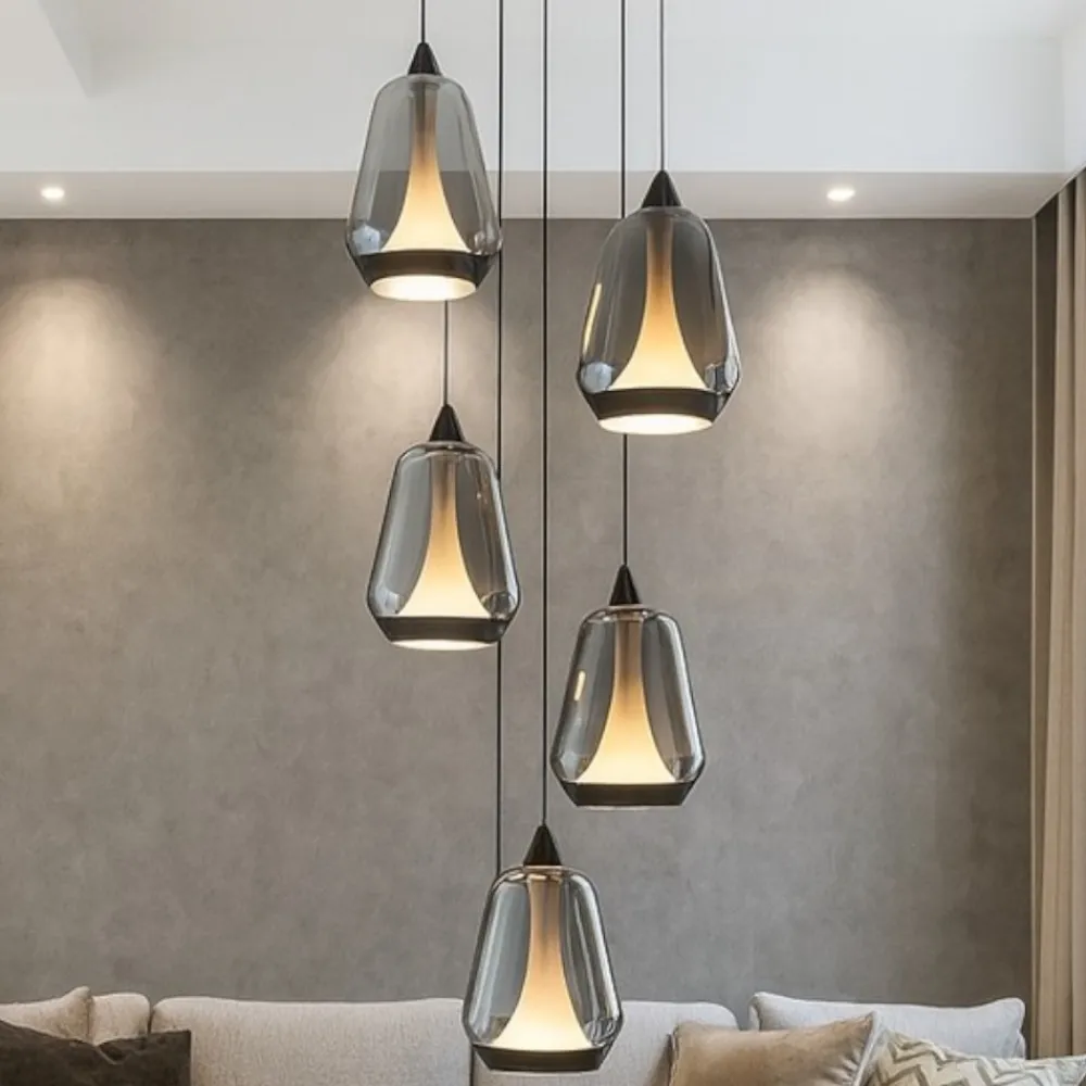 Lampadari Moderni-Selezionato da Mazzolaluce Lampadario per salotto moderno vetri a sospensione led 3000k