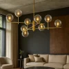 Lampadari Moderni-Perenz Illuminazione Lampadario per salotto sfere di vetro ottone brunito pyrex perenz