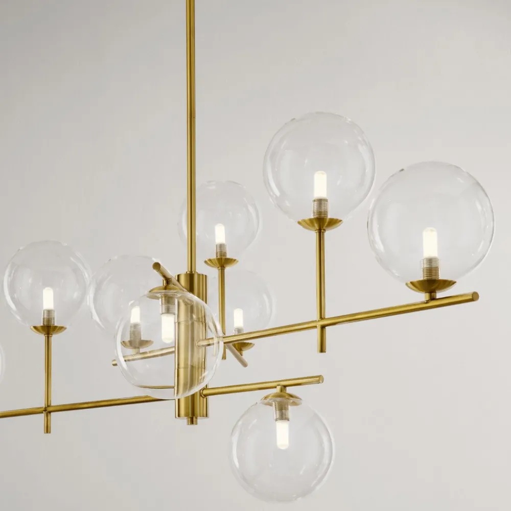 Lampadari Moderni-Perenz Illuminazione Lampadario per salotto sfere di vetro ottone brunito pyrex perenz