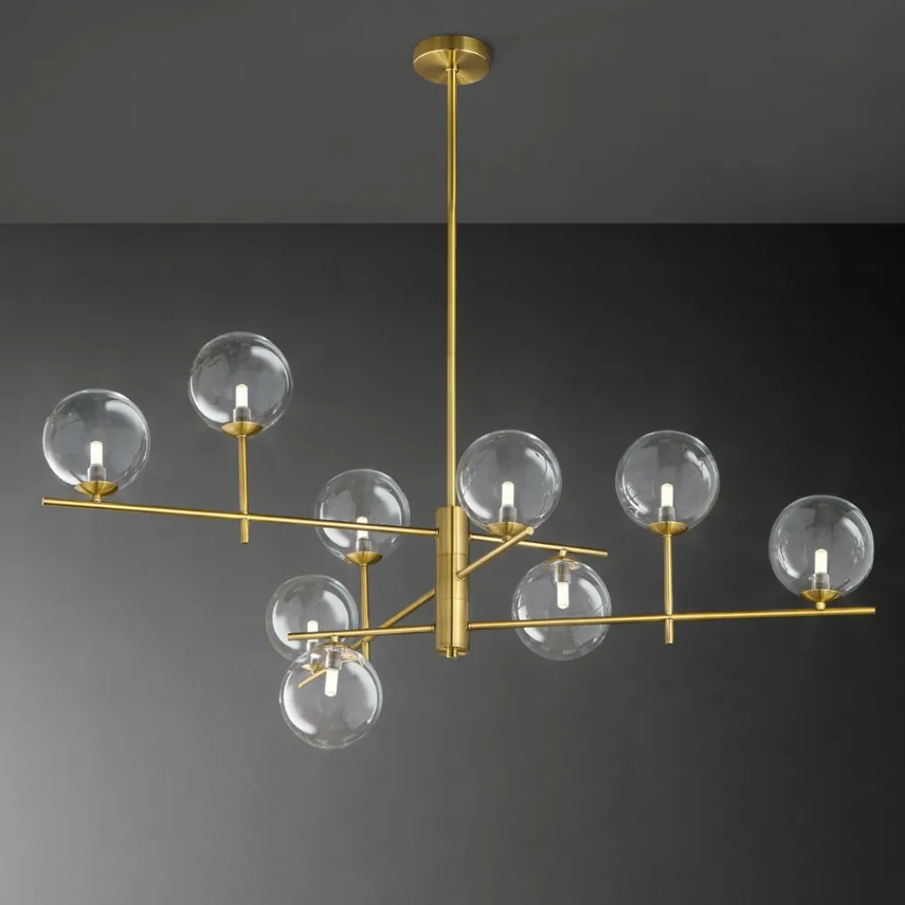 Lampadari Moderni-Perenz Illuminazione Lampadario per salotto sfere di vetro ottone brunito pyrex perenz
