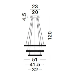 Lampadari Moderni-Selezionato da Mazzolaluce Lampadario per salotto tre anelli orientabili neri led 3000k dimmerabile cristalli