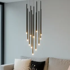 Lampadari Moderni-Selezionato da Mazzolaluce Lampadario per soggiorno a cascata 10 luce led 3000k cilindriche
