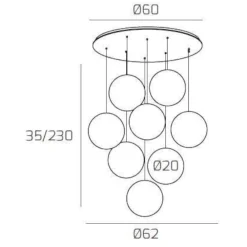 Lampadari Moderni-Top Light Lampadario per soggiorno con sfere di vetro a sospensione per soggiorno