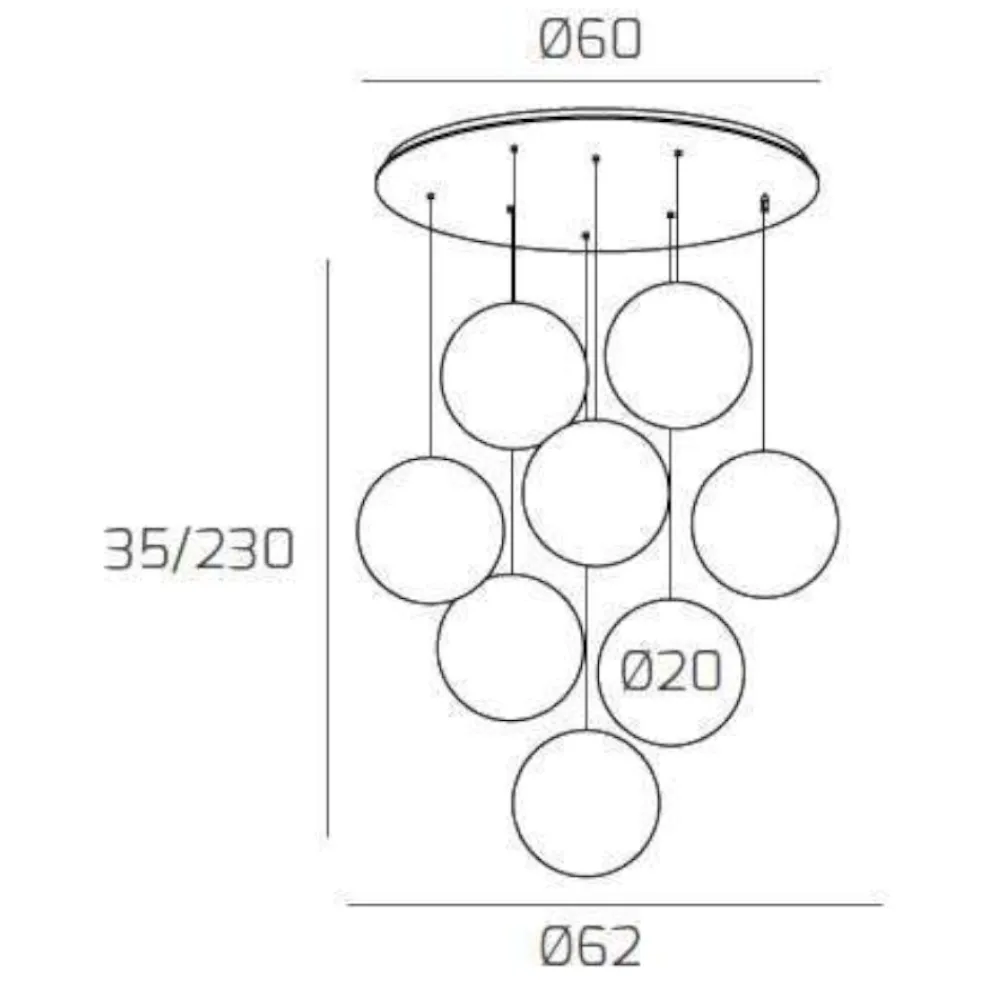 Lampadari Moderni-Top Light Lampadario per soggiorno con sfere di vetro a sospensione per soggiorno