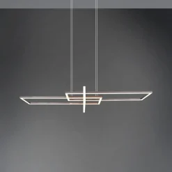 Lampadari Moderni-Selezionato da Mazzolaluce Lampadario per soggiorno design nichel moderno led 34w 3000k dimmerabile