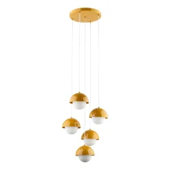 Lampadari Moderni-Selezionato da Mazzolaluce Lampadario per soggiorno 5 luci pendenti a cupola ocra
