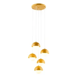 Lampadari Moderni-Selezionato da Mazzolaluce Lampadario per soggiorno 5 luci pendenti a cupola ocra