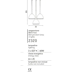 Lampadari Moderni-Affralux Lampadario per soggiorno 3 luci moderno bianca bell