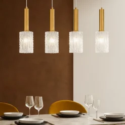 Lampadari Moderni-Selezionato da Mazzolaluce Lampadario per soggiorno 4 luci dorato con vetri
