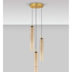 Lampadari Moderni-Selezionato da Mazzolaluce Lampadario per soggiorno moderno vetri ambra led 9w 3000k