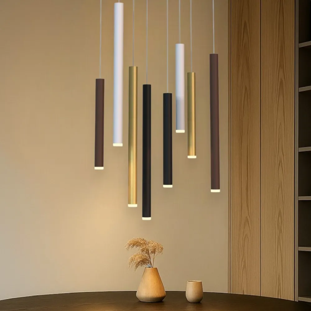 Lampadari Moderni-Selezionato da Mazzolaluce Lampadario per soggiorno moderno cilindri multicolor led 48w 3000k