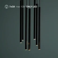 Lampadari Moderni-Selezionato da Mazzolaluce Lampadario per soggiorno moderno cilindri neri pendenti